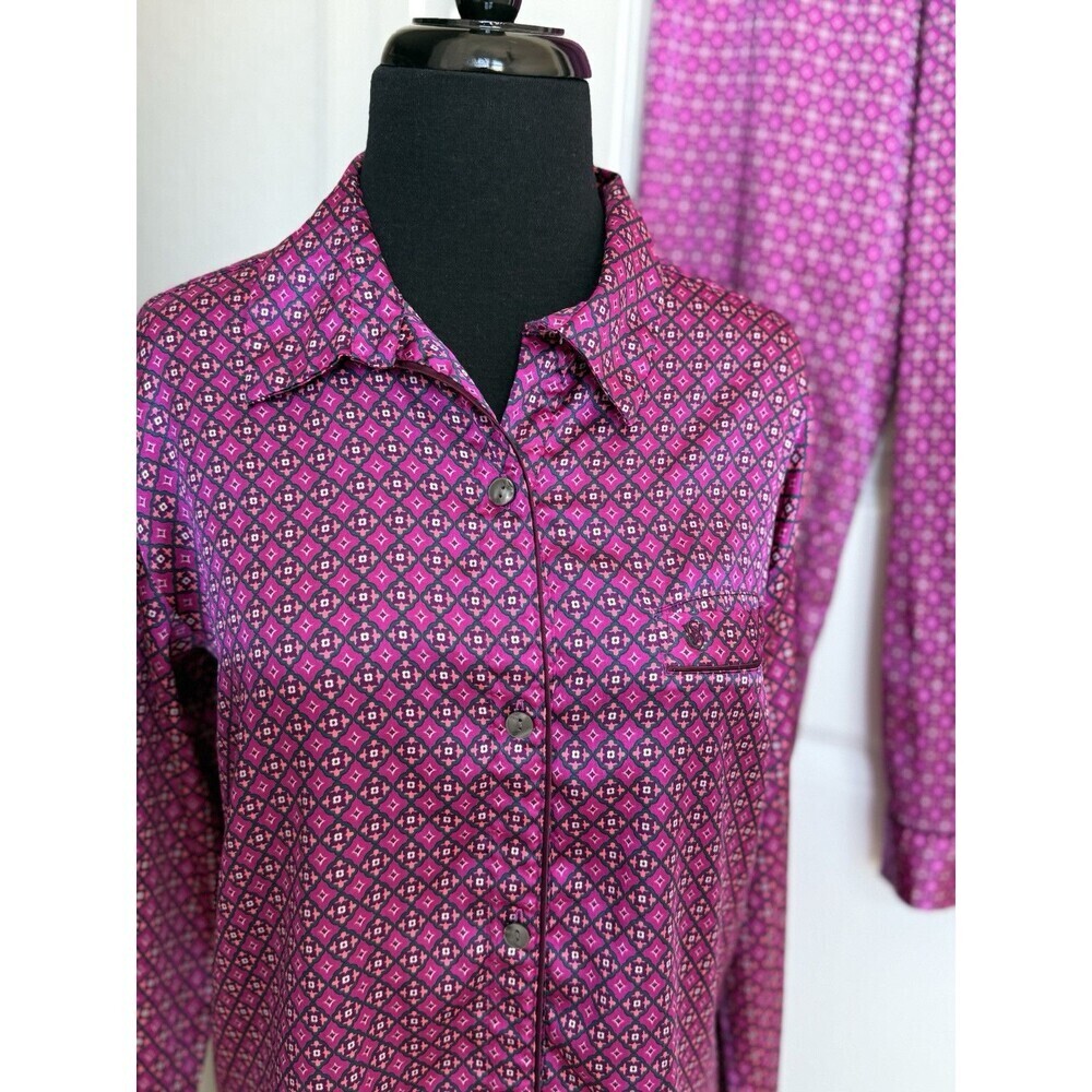 Victoria Secret Women’s Pjs Pink Checked Print Long Sleeve/Pant Silky Set Size S - Picture 2 of 10